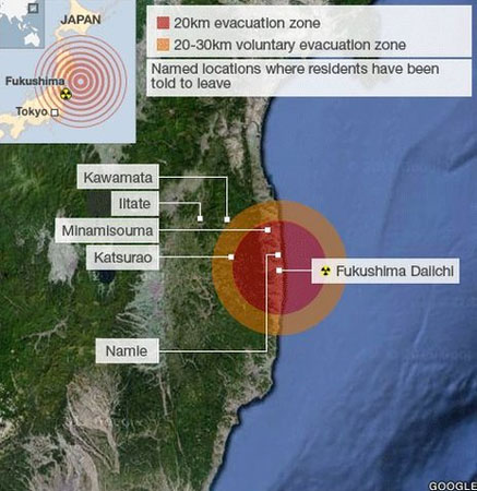 Fukushima evacuation map