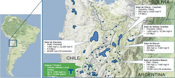 Salares 7 lithium brine project in Chile