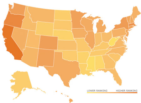 Top-10 clean energy states